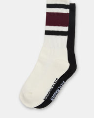 IVY 2 PACK STRIPE ATHLEISURE SOCKS CHERRY