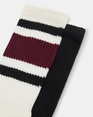 IVY 2 PACK STRIPE ATHLEISURE SOCKS CHERRY