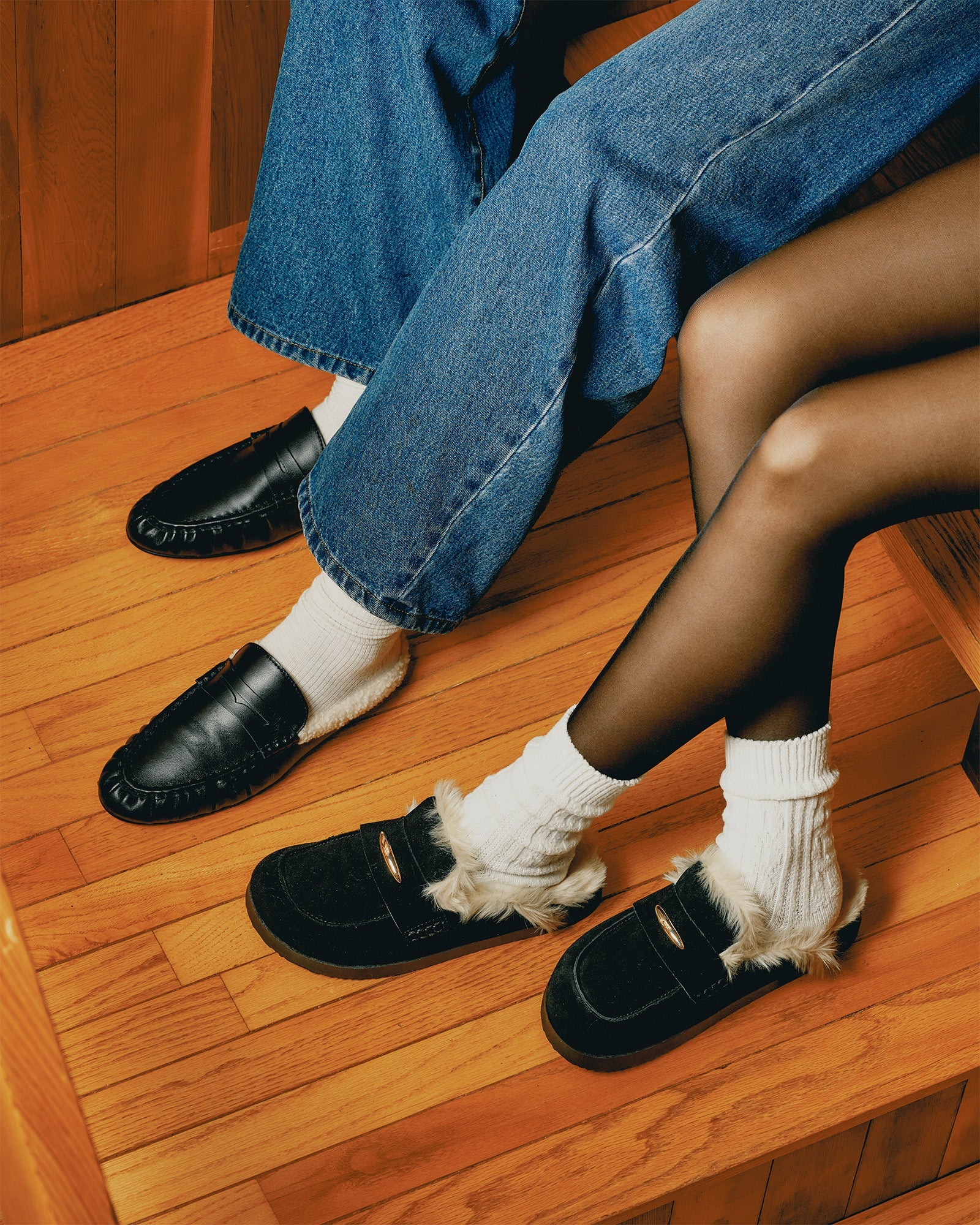 RAFE FAUX FUR BLACK LEATHER