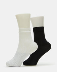 2 PACK LACE ANKLET SOCKS WHITE